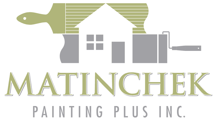 Matinchek painting plus inc. company logo featuring a stylized paint roller and house.